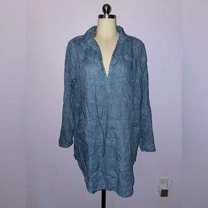 CP Shades Blue chambray embroidered Tunic Top